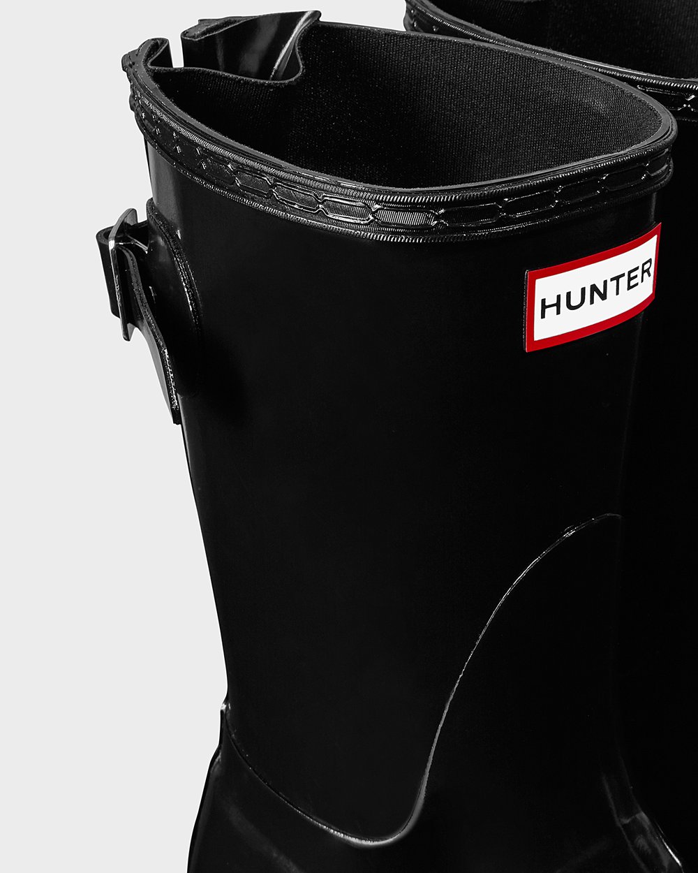 Bottes Courtes de Pluie Hunter Original Back Adjustable Gloss Femme Noir MFIZCAU-79